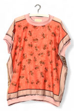 Vintage Scarf Top Rose Coral and Peach Stripes