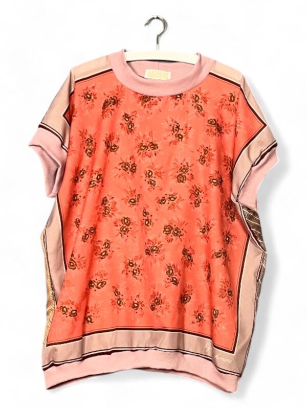 Vintage Scarf Top Rose Coral and Peach Stripes