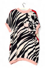 Vintage Scarf Top Red and Zebra Floral Contrast