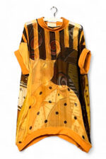 Vintage Scarf Top Orange with Abstract Tribal Print
