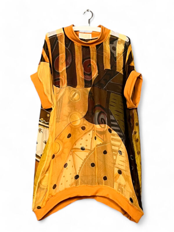 Vintage Scarf Top Orange with Abstract Tribal Print
