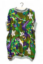 Upcycled Foulard Top Green Floral Contrast Back