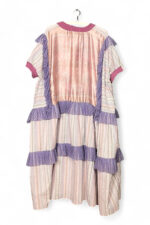 Ruffle Dress in Lilac Stripe and Vintage Scarf Back