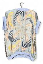 Vintage Scarf Top Blue Yellow and Painterly Back