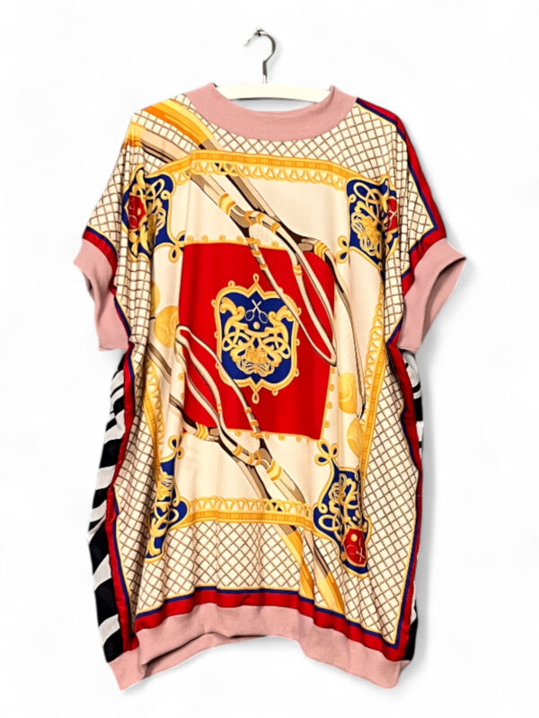 Vintage Scarf Top Red and Zebra Floral Contrast