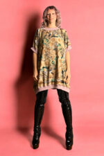 Upcycled Foulard Top Green Floral Contrast Back