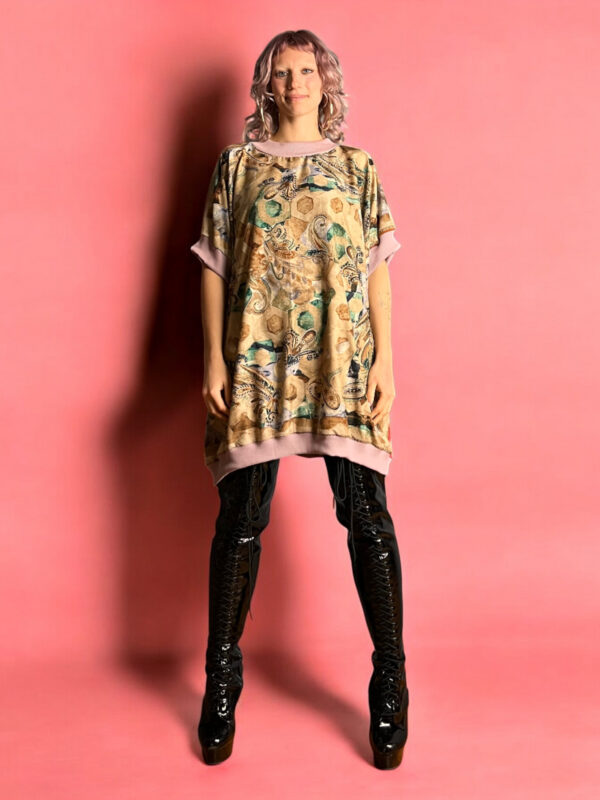 Upcycled Foulard Top Green Floral Contrast Back