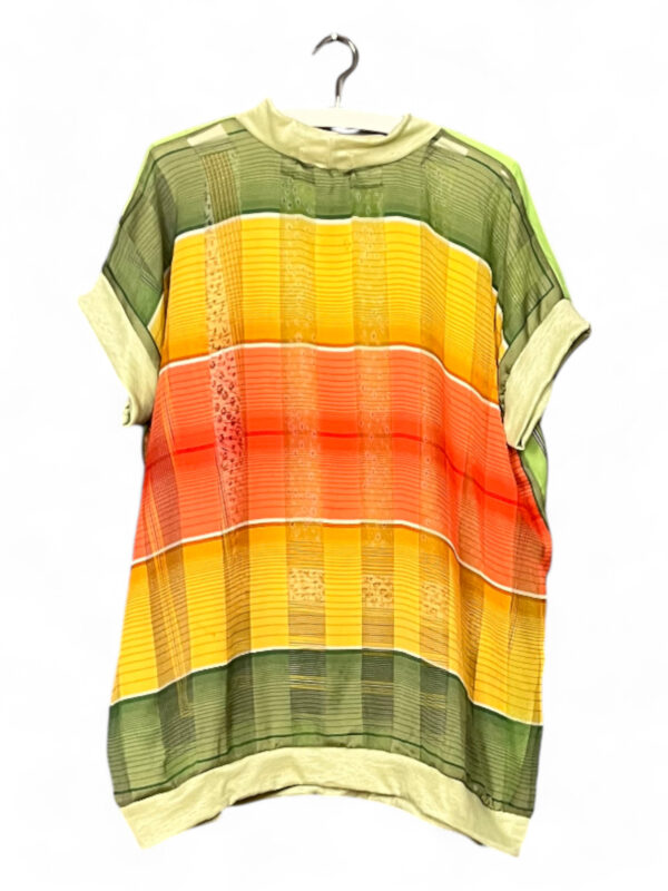 Vintage Scarf Top Green and Citrus Patchwork Back