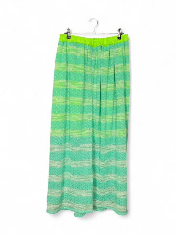 Green Striped Skirt with Neon Waistband