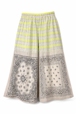 Culotte Pants Bandana Print and Neon Embroidered Fabric Culotte Pants Bandana Print and Neon Embroidered Fabric