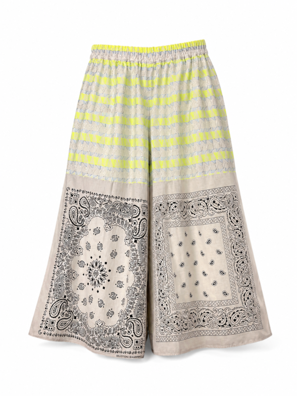 Culotte Pants Bandana Print and Neon Embroidered Fabric Culotte Pants Bandana Print and Neon Embroidered Fabric