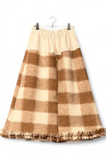 Checked Skirt in Beige and Brown with Ruffled Hem