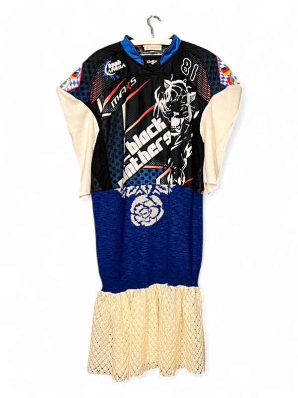 Upcycled Sports Jersey Dress Black Panthers