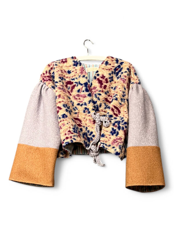 Floral Tapestry Jacket with Contrasting Sleeves
