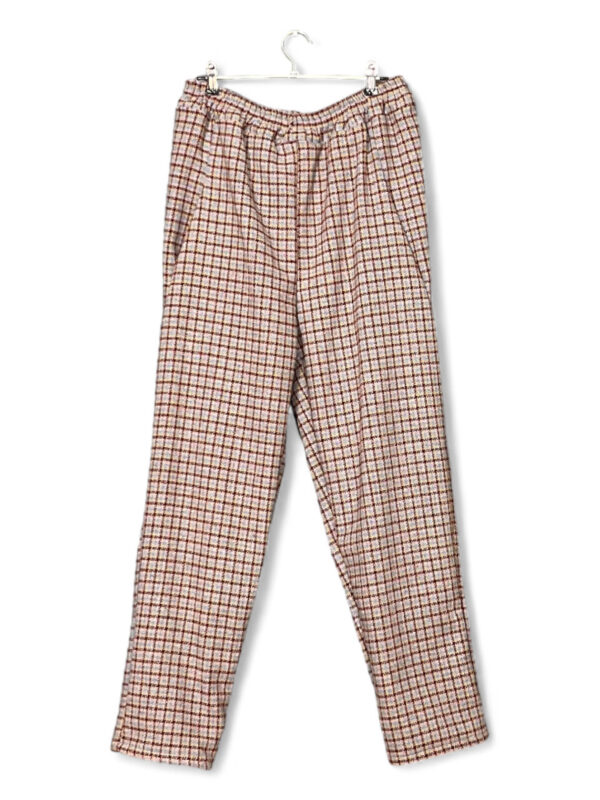 Checked Pants in Beige and Red Deadstock Fabric