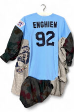 Upcycled Turquoise Jacket with Pink Camouflage Sleeves