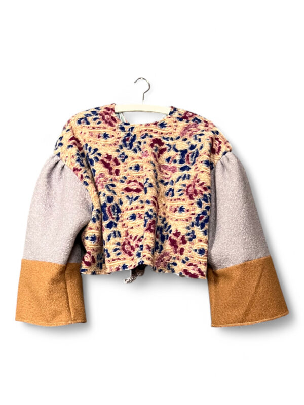 Floral Tapestry Jacket with Contrasting Sleeves