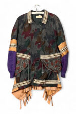 Upcycled Turquoise Jacket with Pink Camouflage Sleeves