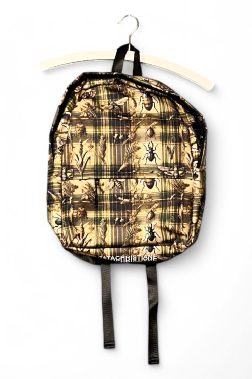 Backpack with Insect and Tartan Print