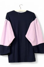 Navy and Pink Top with Surreal Still Life Print