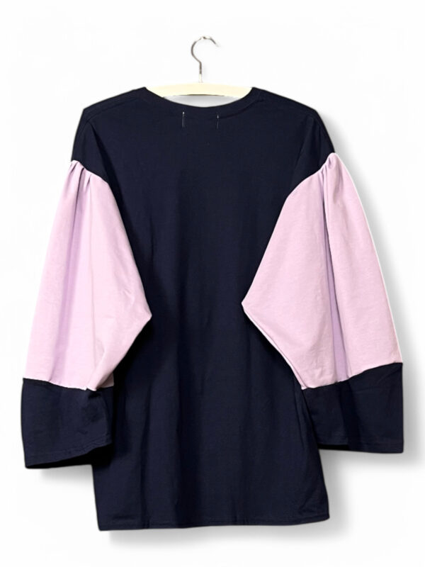Navy and Pink Top with Surreal Still Life Print