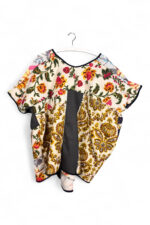 Upcycled Patchwork Tunic in Multicolor Florals and Grey