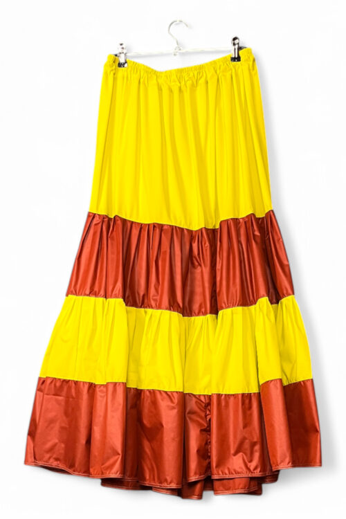 Tiered Skirt in Yellow and Rust Red