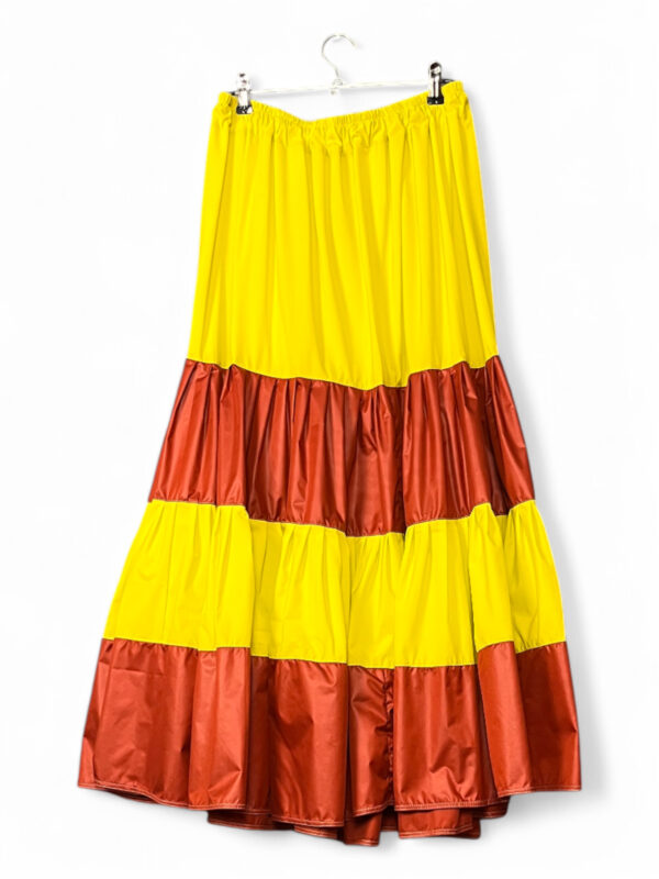 Tiered Skirt in Yellow and Rust Red