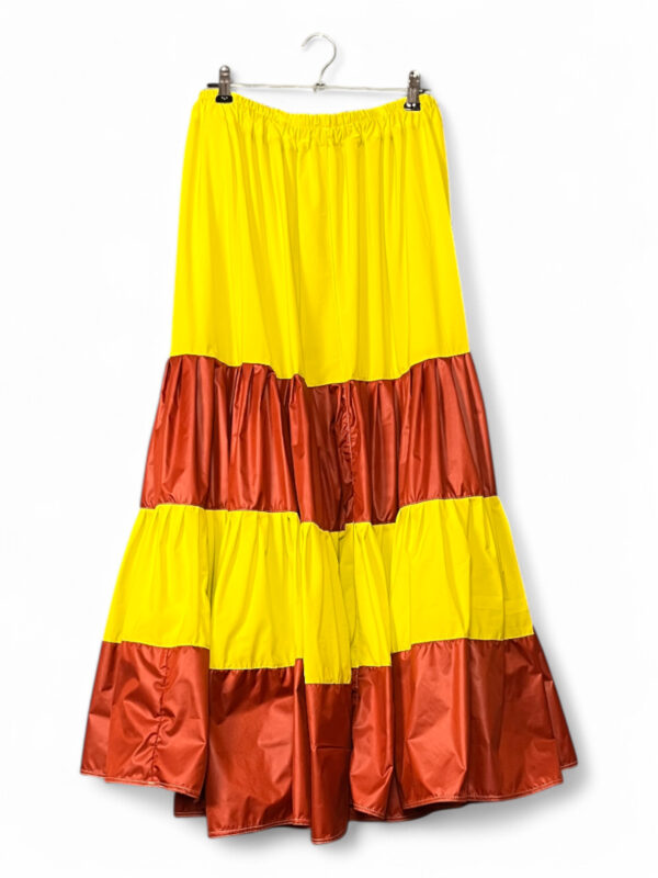 Tiered Skirt in Yellow and Rust Red