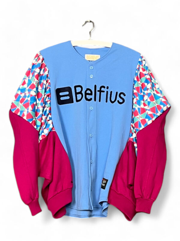 Upcycled Turquoise Jacket with Pink Camouflage Sleeves