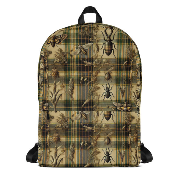 Backpack with Insect and Tartan Print