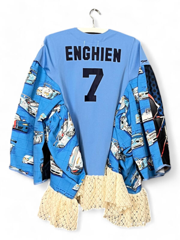 Upcycled Turquoise Jacket with Pink Camouflage Sleeves