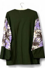 Dark Green Top with Dragonfly and Thistle Print