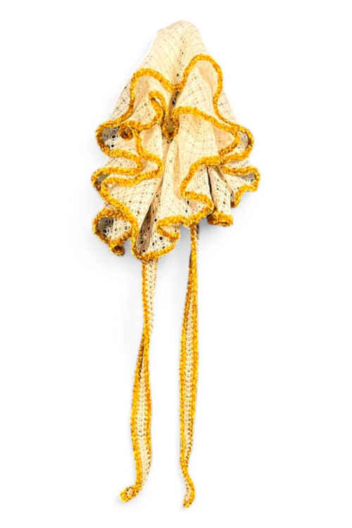 Crochet Collar Scarf in Cream and Yellow