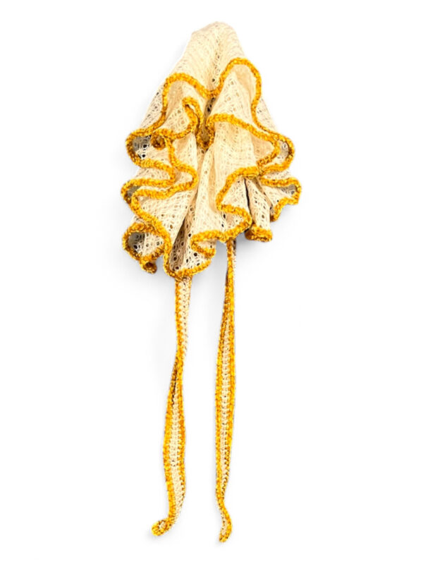 Crochet Collar Scarf in Cream and Yellow