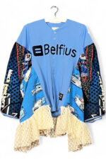 Upcycled Turquoise Jacket with Pink Camouflage Sleeves