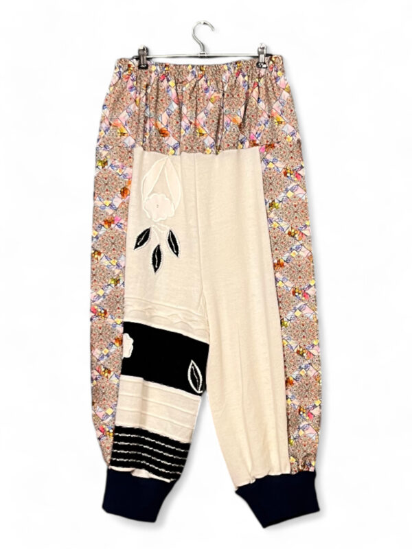 Checked Pants in Beige and Red Deadstock Fabric