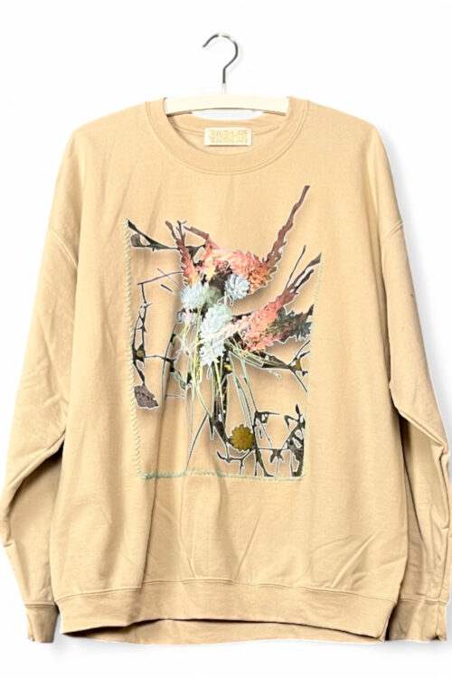 Beige Sweatshirt with Floral Print