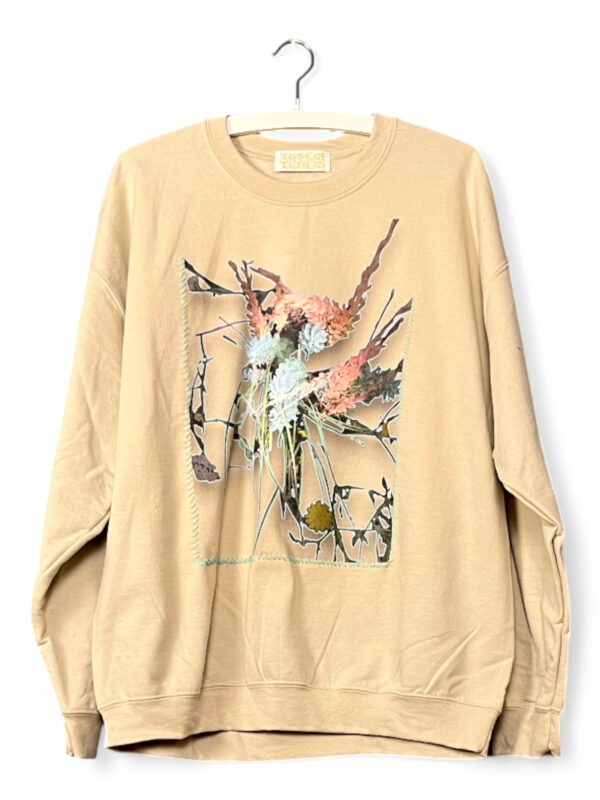 Beige Sweatshirt with Floral Print