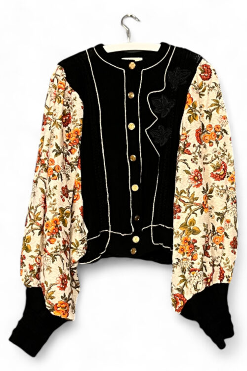 Upcycled Turquoise Jacket with Pink Camouflage Sleeves