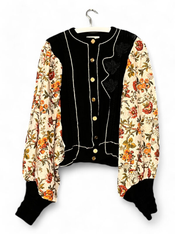 Upcycled Turquoise Jacket with Pink Camouflage Sleeves