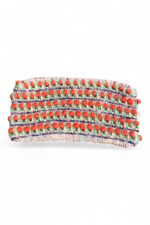 Crochet Clutch in Red Green and Cream