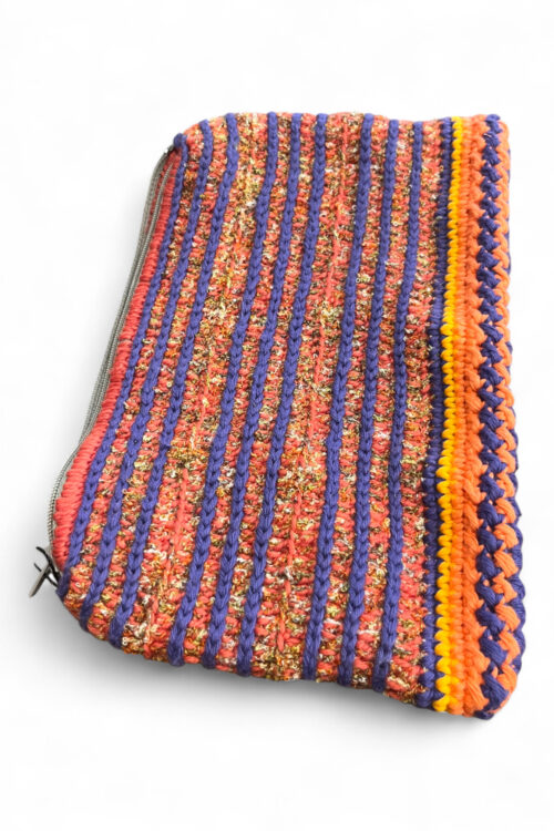 Crochet Pouch in Red Orange and Purple