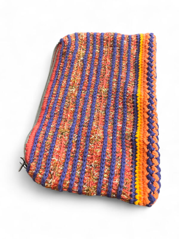 Crochet Pouch in Red Orange and Purple