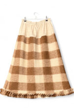 Checked Skirt in Beige and Brown with Ruffled Hem