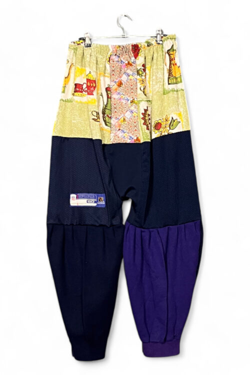 Checked Pants in Beige and Red Deadstock Fabric