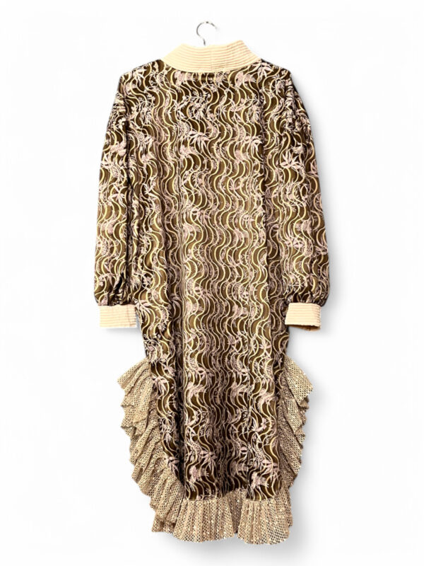 Textured Dress in Olive with Ruffled Hem