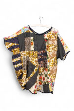 Upcycled Patchwork Tunic in Multicolor Florals and Grey