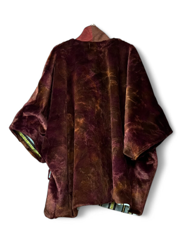 Fantasy Fur Coat in Burgundy and Brown
