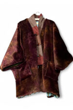 Fantasy Fur Coat in Burgundy and Brown